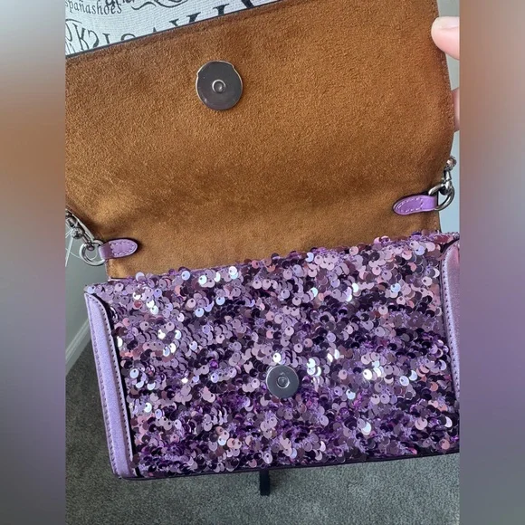 Coach leather purple sequin handbag - Picture 11 of 16